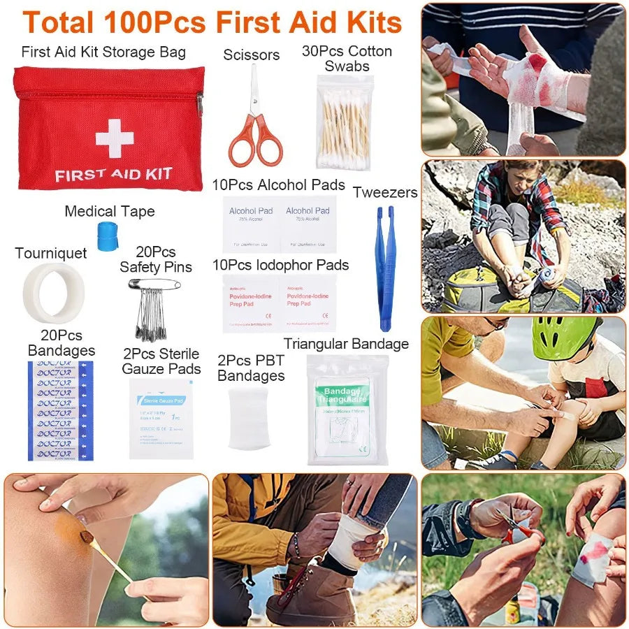 125Pcs Survival Kits Professional Emergency Survival Gear Tactical First Aid Kit Supplies for Outdoor Adventure Camping Hiking