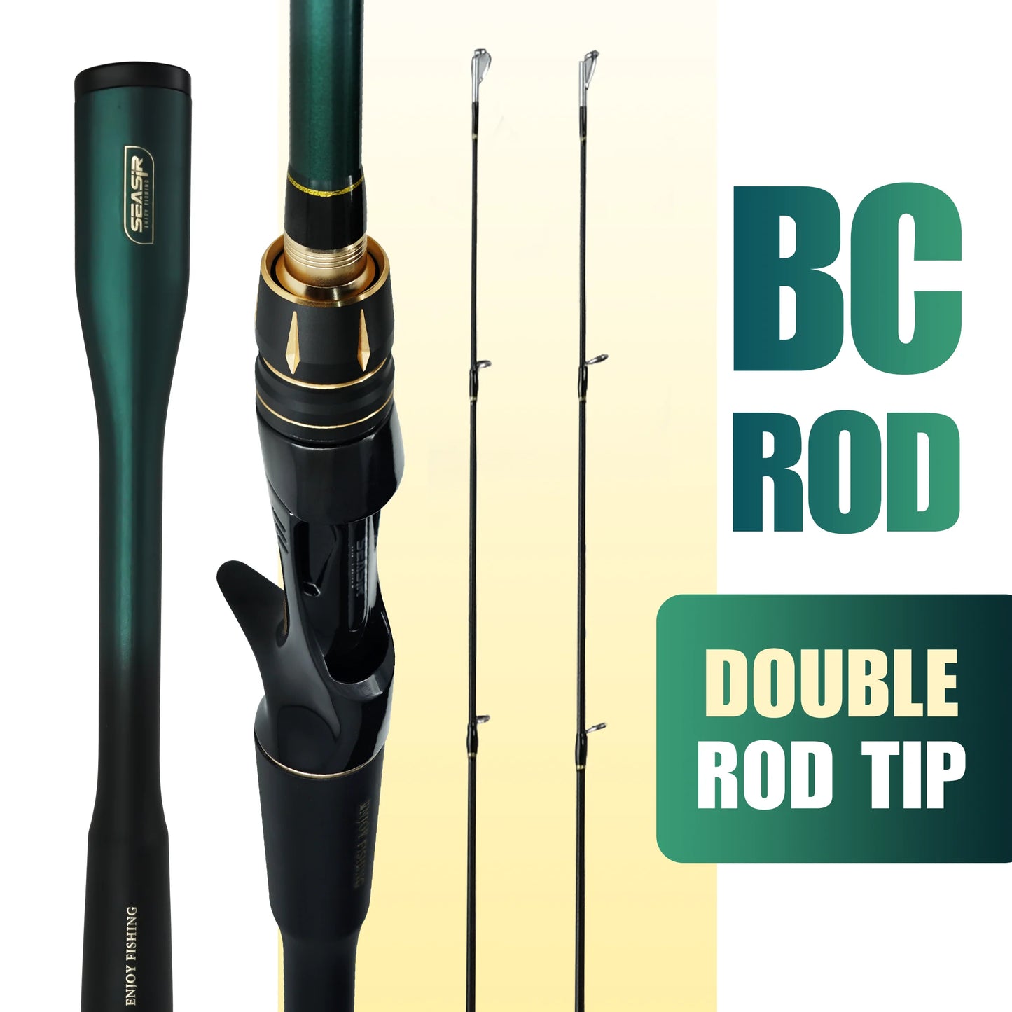 SEASIR Dark Dragon M/ML Two Rod Tips Spinning Baitcasting Fishing Rod Lure Carbon Fiber One-Piece Grip (6-35g/2.1M/2.4M)