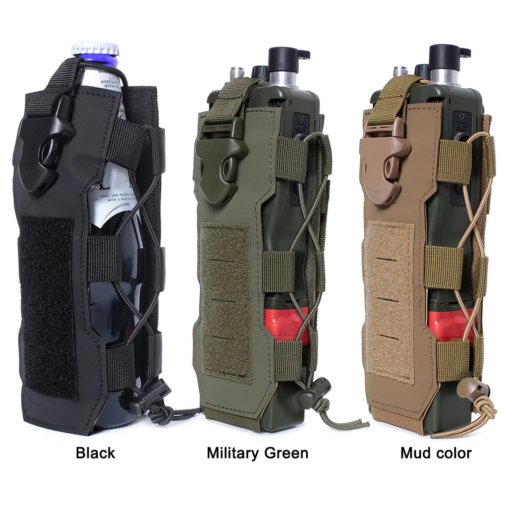 Multifunctional Molle Water Bottle Bag Drawstring Bottle Pouch for Outdoor Travel Camping Hiking Hunting Climbing