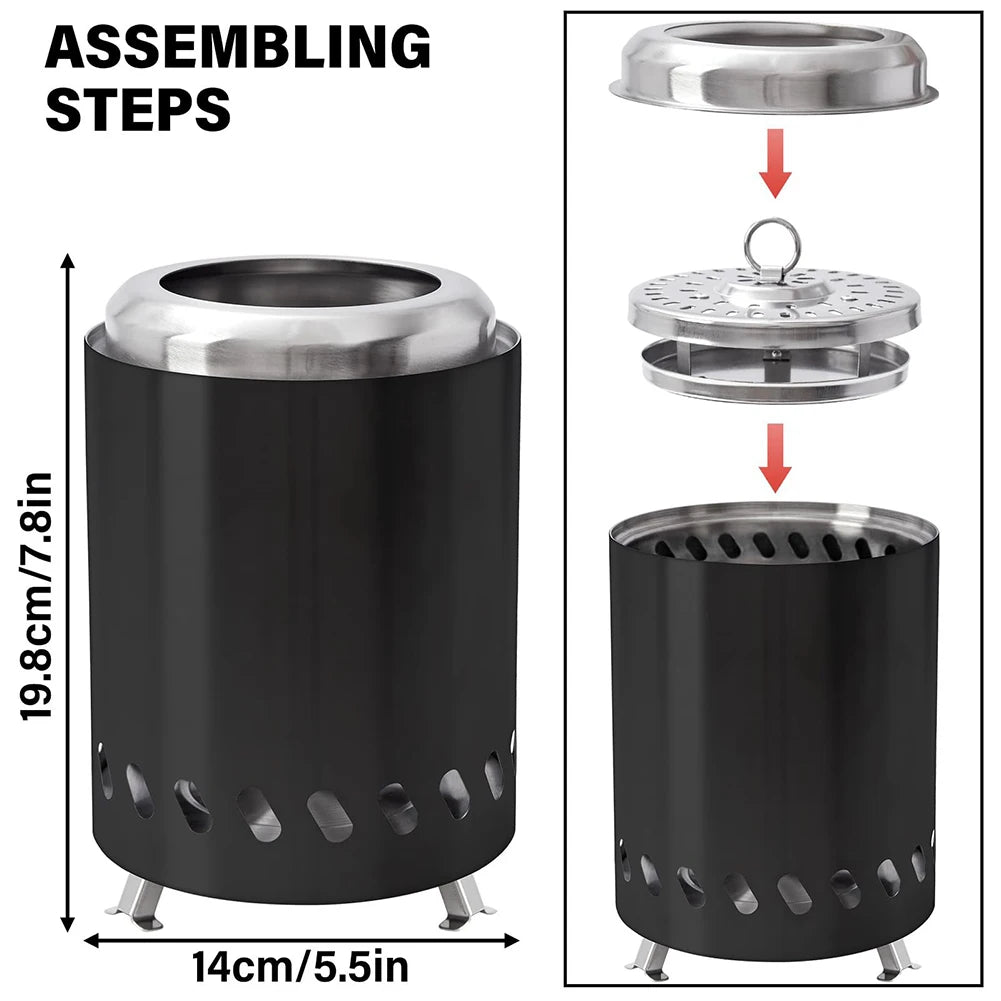 Smokeless Tabletop Fire Pit Stainless Steel Mini Tabletop Firepit Indoor Outdoor Table Top Firepit for Camping Outdoor & Patio