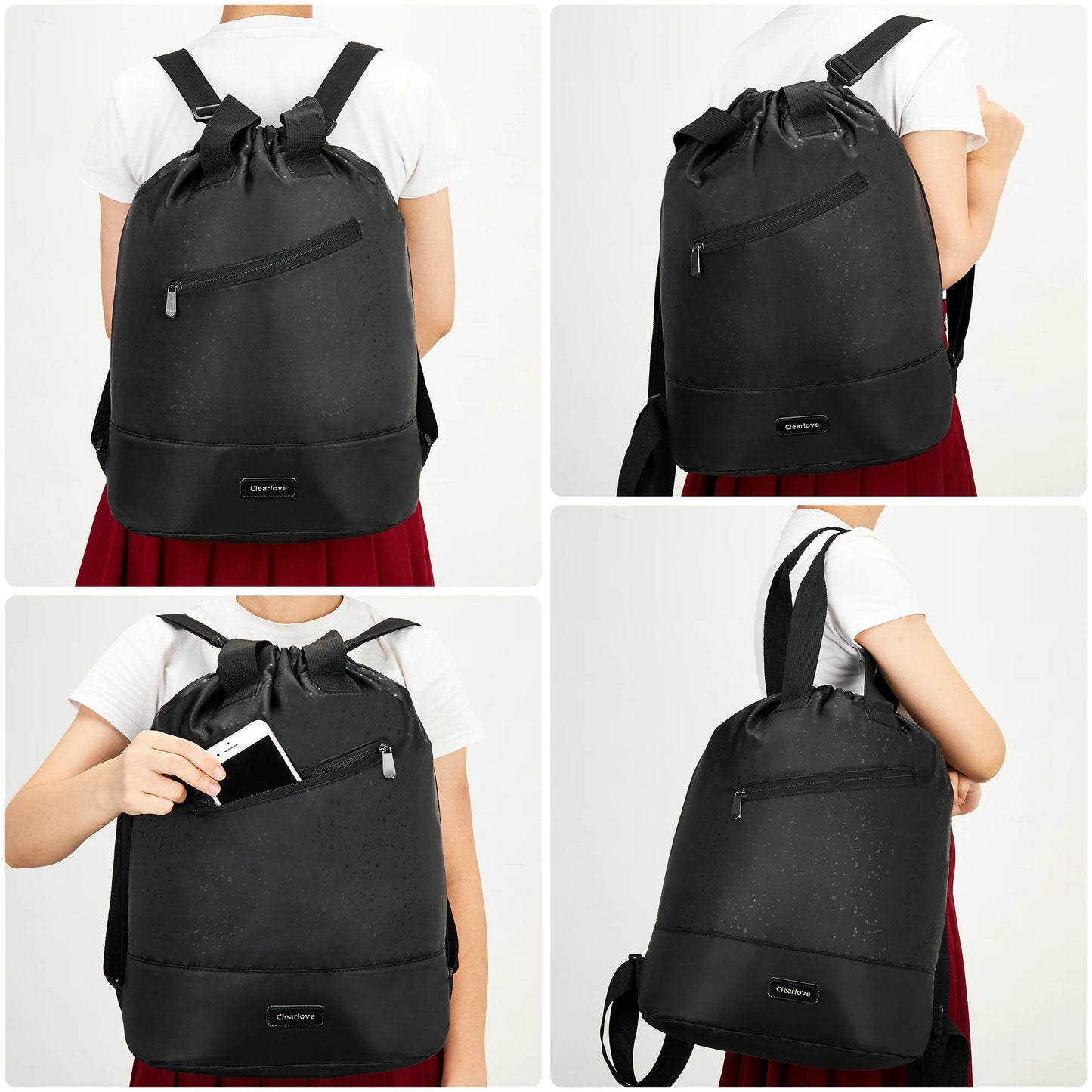 Composite Nylon Bundle Pocket Backpack Outdoor Backpack Black Reflective