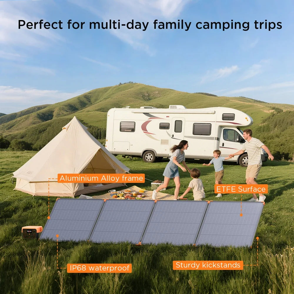 ZOUPW 400W Portable Solar Panel N-Type 16BB High-efficiency N-Type 16BB Cells with a 25% Conversion Rate Durable ETFE Layer