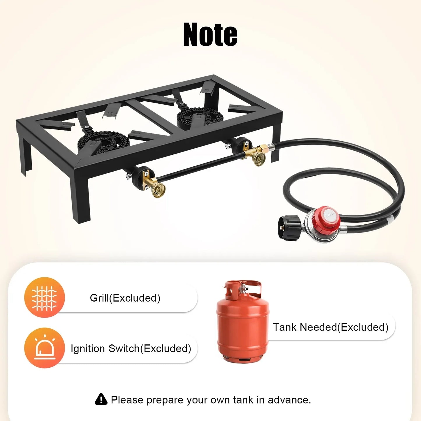 Portable Double Burner Gas Stove, Outdoor Propane Cooktop with 0-10PSI Regulator, Compact Camping Stove for Picnic & Backpacking