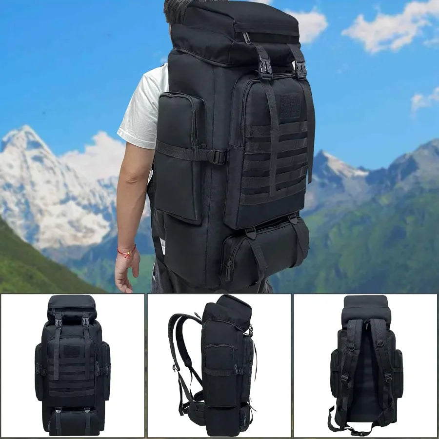80L 100 liters Hiking Backpack Camping Rucksack for Men Outdoor Travel Climbing Knapsack Mountaineering Trekking Backpack with