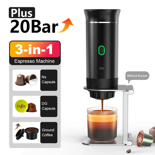 Portable Wireless Electric Espresso Coffee Machine For Travel &Car &Home Camping Coffee Maker 3-in-1 Capsule Powder Coffee Maker