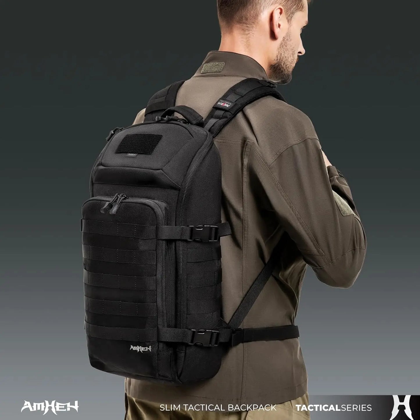 Tactical Backpack 20L Military Daypack with MOLLE, Waterproof Hiking Camping Travel Pack for Men (Black)