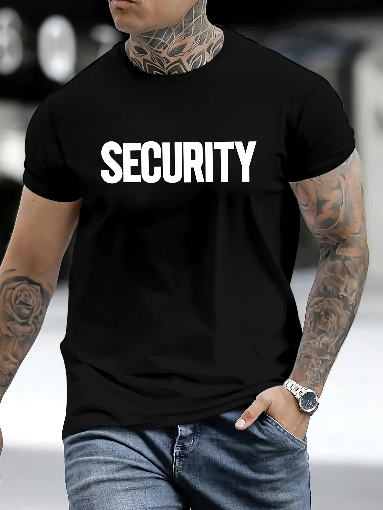Security T Shirt MBDMBD Men's Casual Crew Neck T Shirt Polyester Comfortable Versatile Short Sleeve with Bold SECURITY
