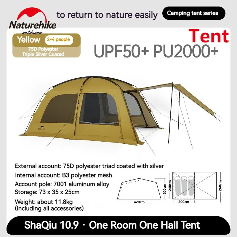 Naturehike Dunes 10.9 Camping Tent 6 People 4 Seasons Dome Extended Canopy Outdoor Waterproof Large Space Tent With Chimney Hole
