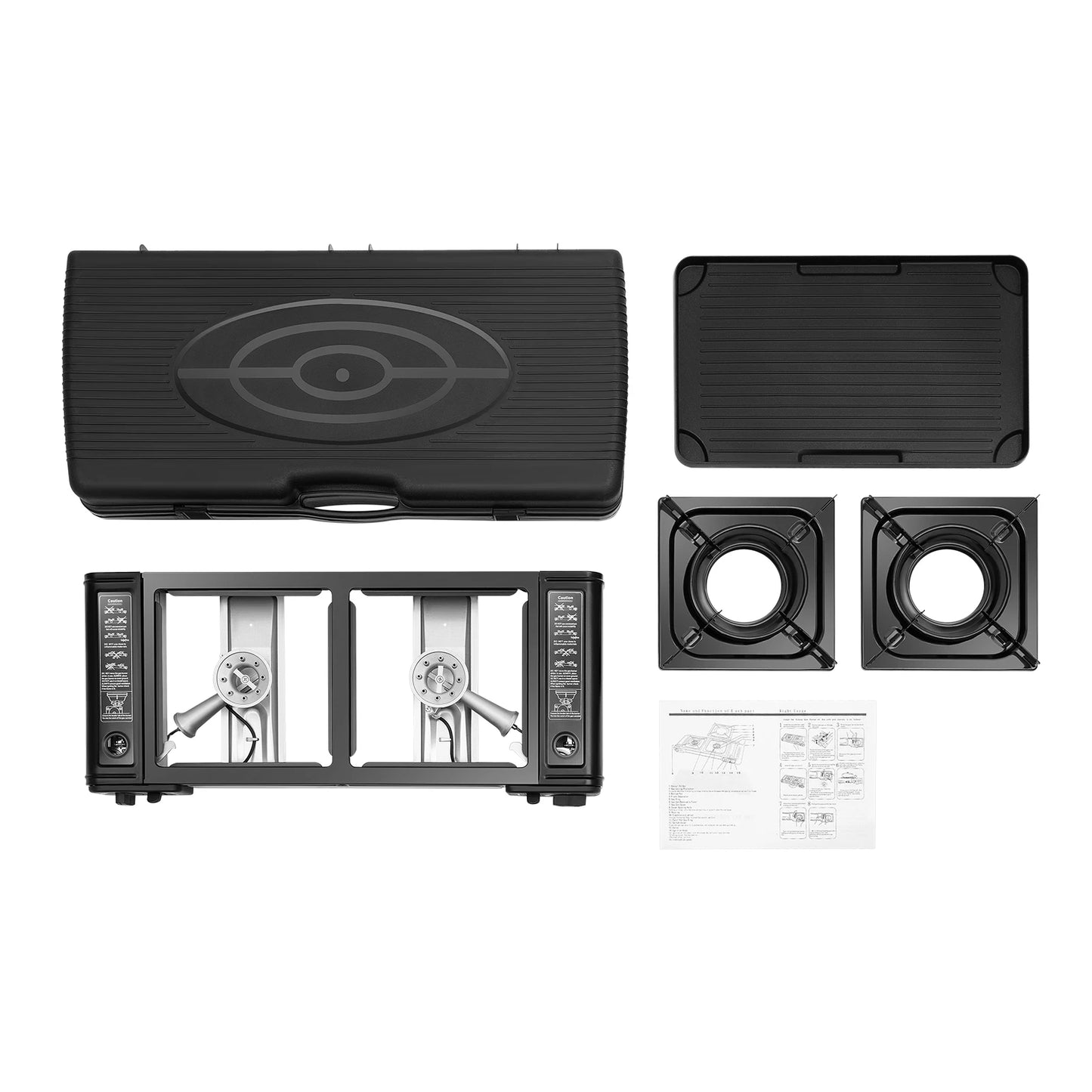 Camp Chef Duo 2Burner Butane Stove 42cm Grill Tray Lock Switch Dual 1.15kW Frying Boiling Camping Picnic