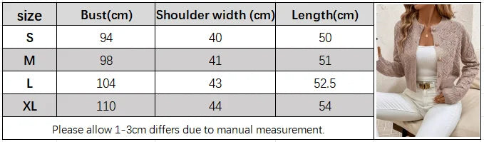 Autumn and Winter New Fashion Woman Sweater Knit Women's Tops Thin Knit Short Casual Skeleton Cardigan Clothing