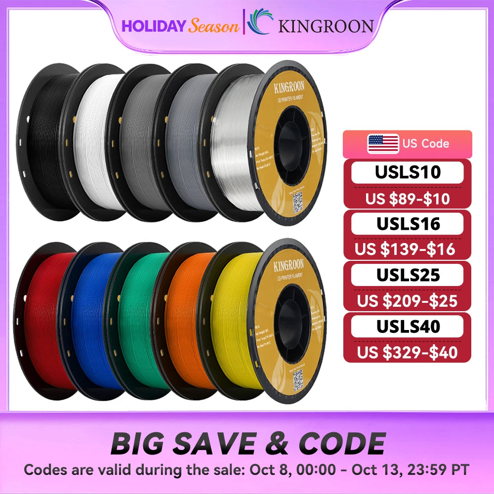 KINGROON PETG 3D Printer Filament 1.75mm 5KG 10KG Mix Color 3D Printing Material 1kg/roll  petg Plastic For FDM 3dprinter