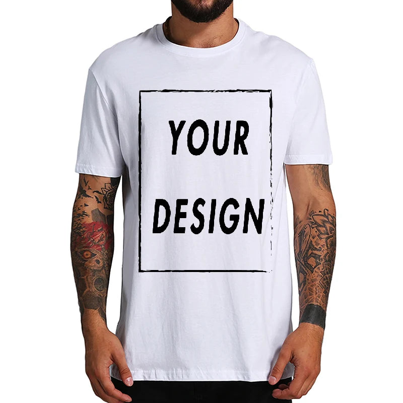 Custom T-shirt Male One-Side Print Personalized Make Your Photo Text Gift 100% Cotton Soft Casual T Shirt Made in US