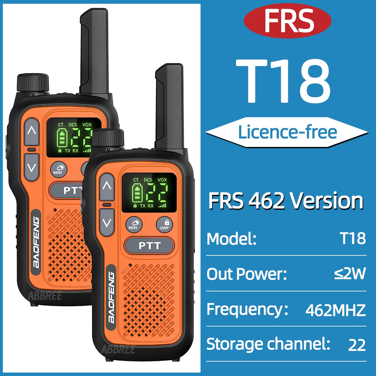 2X BAOFENG FRS Walkie Talkies Long Range Walkie Talkie NOAA VOX Flashlight Type-C Portable Two Way Radio For Restaurant Camping