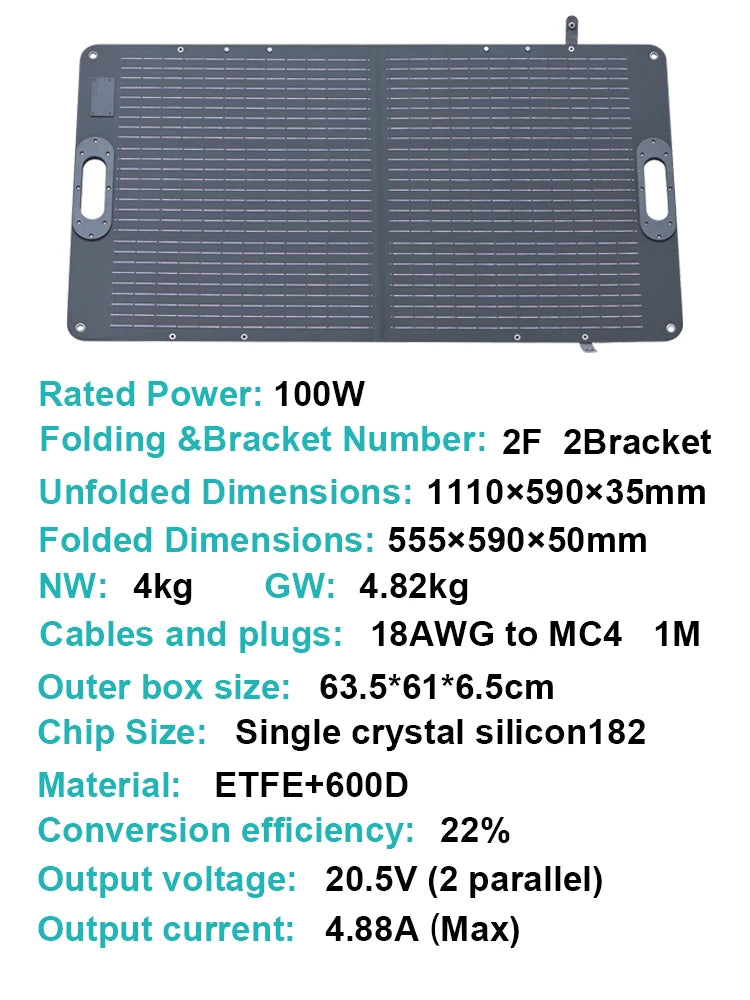 Ctolity 100W 200W Solar Panel For Camping ETFE Flexible Foldable Solar Generator Portable kit panel solar 12V-18V Waterproof