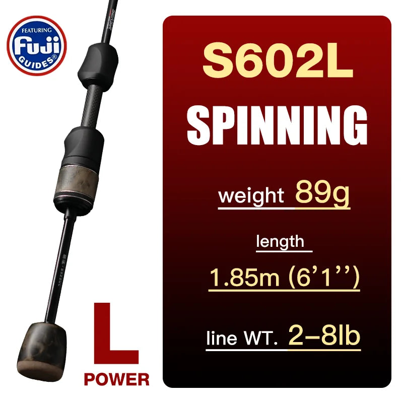 Seasir Stream Spining Baitcasting Fihsing Rods Ultralight Carbon Solid Wood Handle  Fuji A+O 40T Carbon Cloth  Lure Weight 1-10g