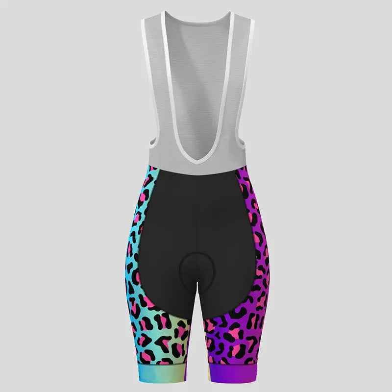 Women's Cycling Clothing Gradient Leopard Print Summer Cycling Jersey Set Women Breathable Short Sleeves Mountain Bike Clothes