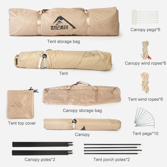 Outdoor Hiking Pop Up Tent Waterproof Oxford Cloth Automatic Set Up 2 In 1 Canopy Tent for Camping