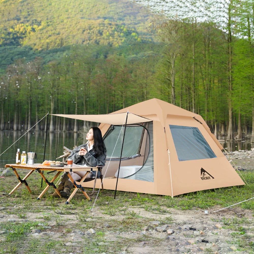Outdoor Hiking Pop Up Tent Waterproof Oxford Cloth Automatic Set Up 2 In 1 Canopy Tent for Camping