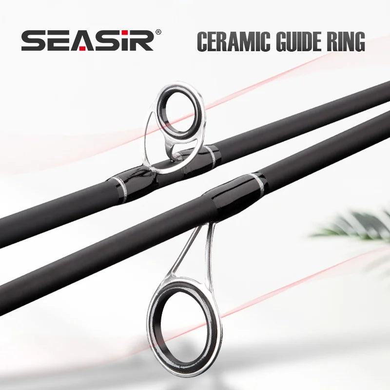 SEASIR Dark Dragon M/ML Two Rod Tips Spinning Baitcasting Fishing Rod Lure Carbon Fiber One-Piece Grip (6-35g/2.1M/2.4M)