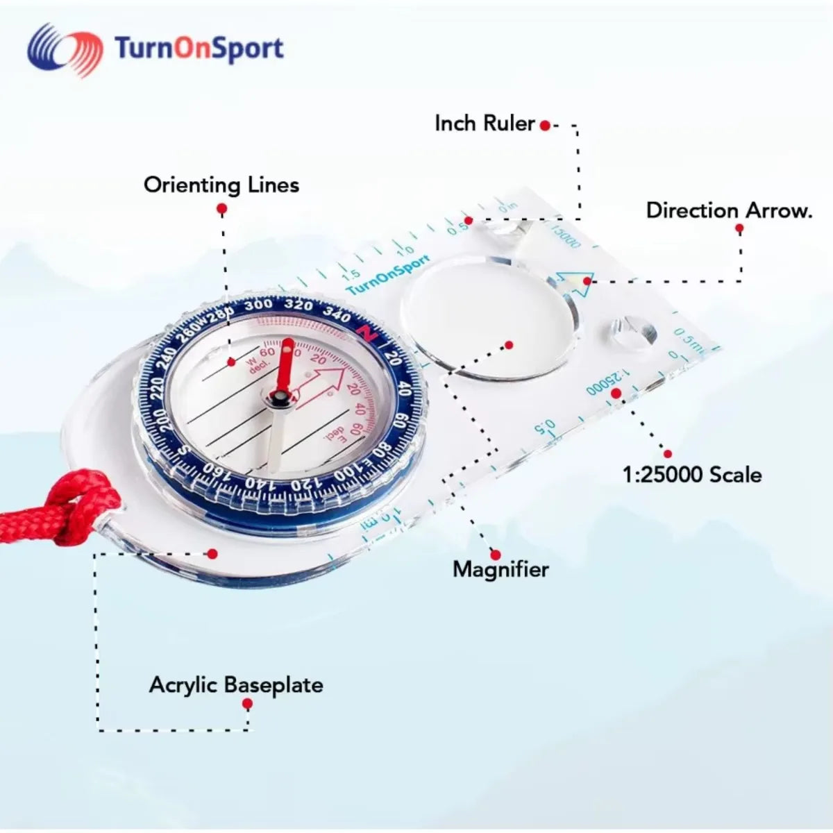 Professional Survival Compass with Baseplate, for Backpacking, Scout Training & Map Reading