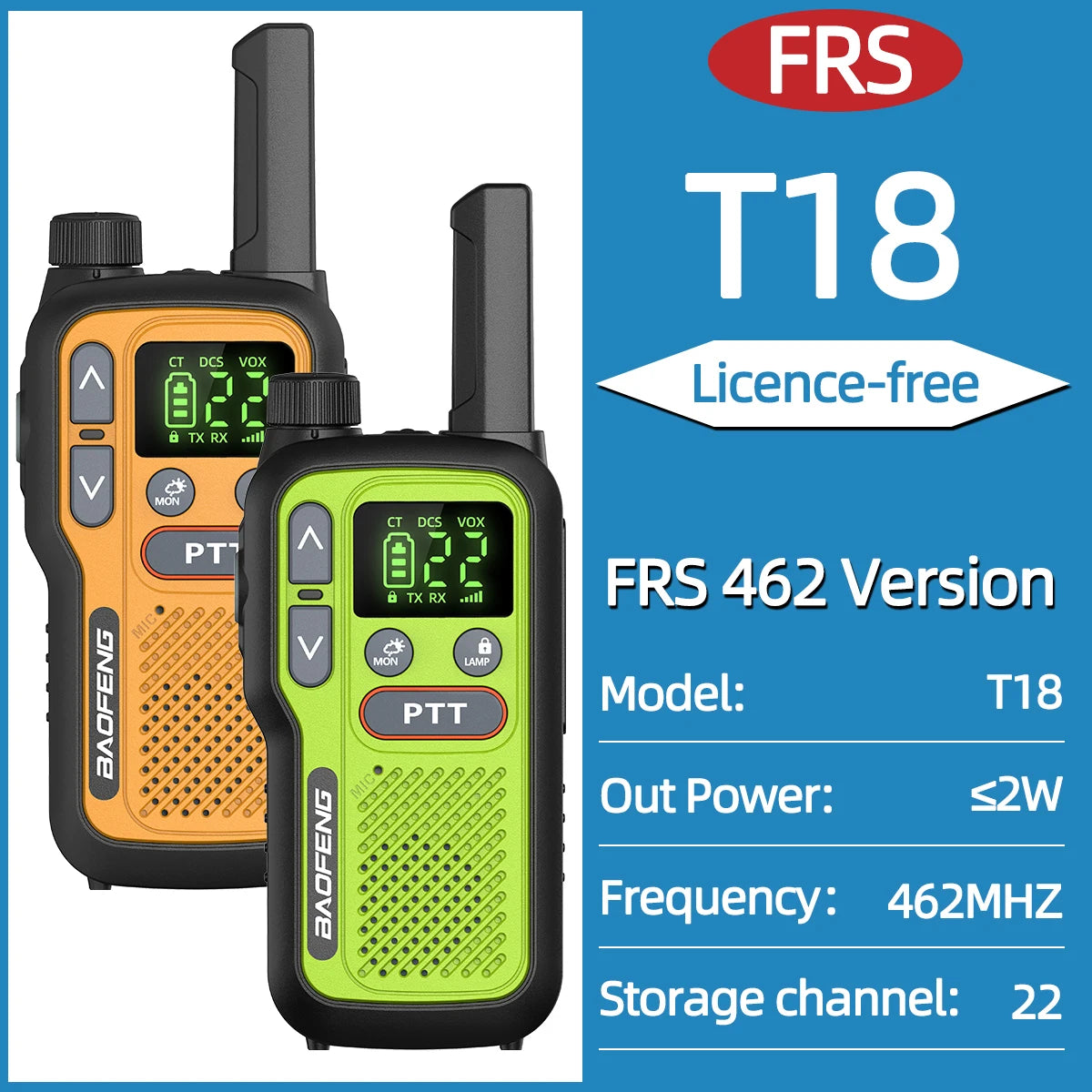 2X BAOFENG FRS Walkie Talkies Long Range Walkie Talkie NOAA VOX Flashlight Type-C Portable Two Way Radio For Restaurant Camping