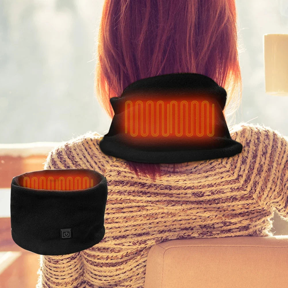 Unisex Winter Electric Heated Scarf Neck Wrap Rechargeable Neck Warmer 3 Speed Heating Fleece Scarf for Cycling Skiing Camping