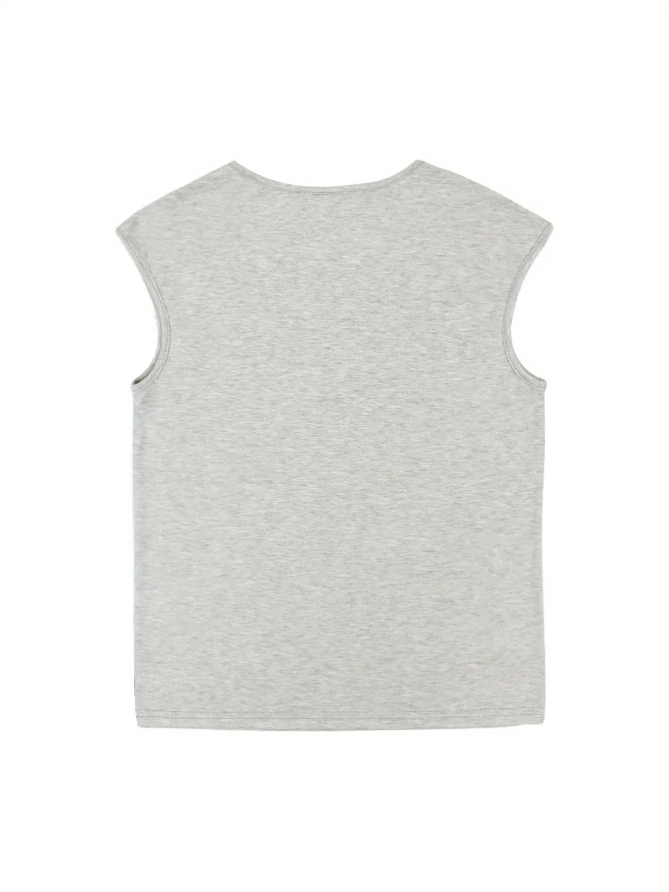 Chic Letter Print V-Neck T-Shirt for Women - Casual Cap Sleeve, Breathable Polyester Blend, Machine Washable