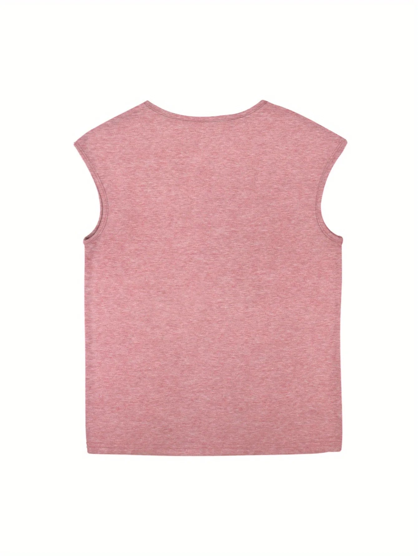 Chic Letter Print V-Neck T-Shirt for Women - Casual Cap Sleeve, Breathable Polyester Blend, Machine Washable