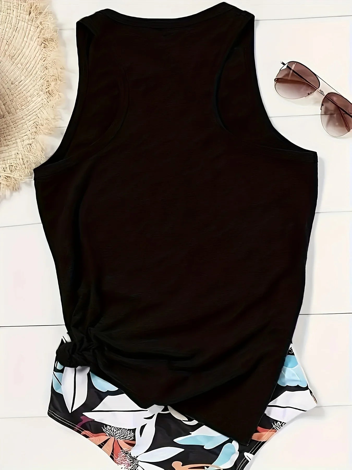 Chic Letter Print Casual Tank Top for Women - Crew Neck, Stretchy Polyester Blend, Machine Washable - Perfect for Summer