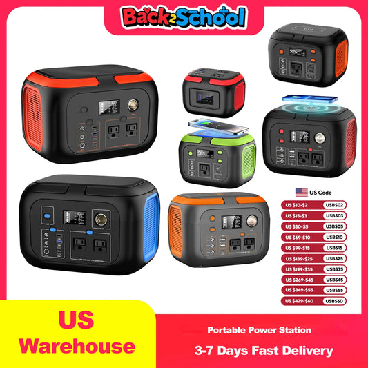 600W/300W/200W/120W Portable Power Station,110V AC Outlets Solar Generator Storage Energy Power Bank For Camping Travel RV Home