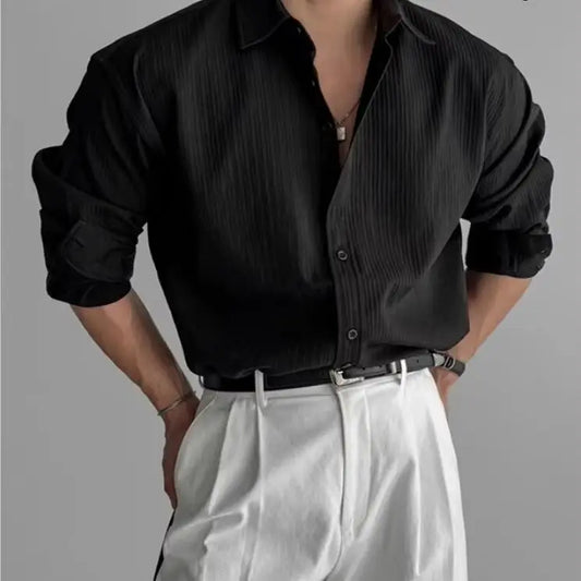 A Must-have Business Casual Shirt for Stylish Men, Men's Wear Made of Textured Fabric High-end Quality Fashionable Men's Shirts