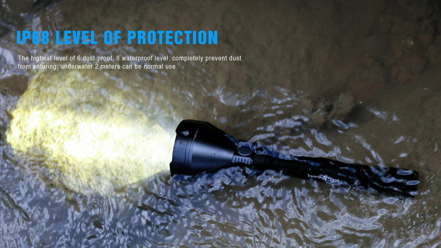 TrustFire T90R Kit High Power 4800 Lumens LED Hunting Flashlight, 1600 Meters Long Range Rechargeable Tactical Flashlight