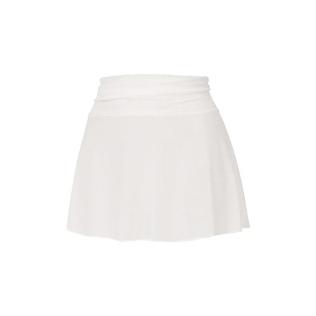 Women Sexy See Through Mini Skirt Summer High Waist Solid Skater Skirt Beach Cover-ups Sheer Mesh Rave Festival Skirt Night Club