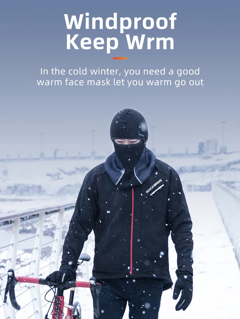 ROCKBROS Winter Face Mask Winter Cycling Climbing Hiking Fleece Thermal Keep Warm Windproof Motorcycle Cycling Face Balaclava