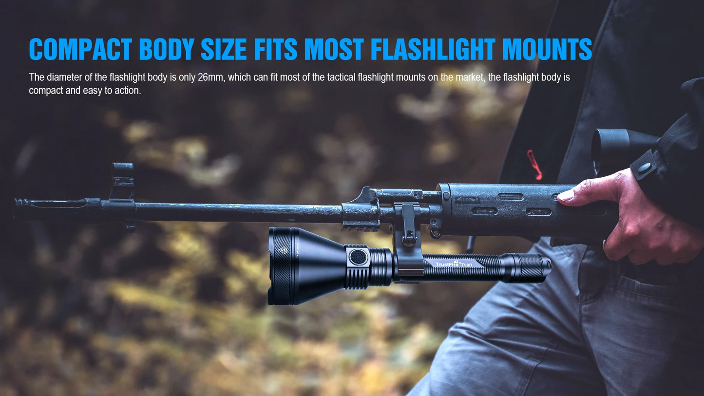 TrustFire T90R Kit High Power 4800 Lumens LED Hunting Flashlight, 1600 Meters Long Range Rechargeable Tactical Flashlight