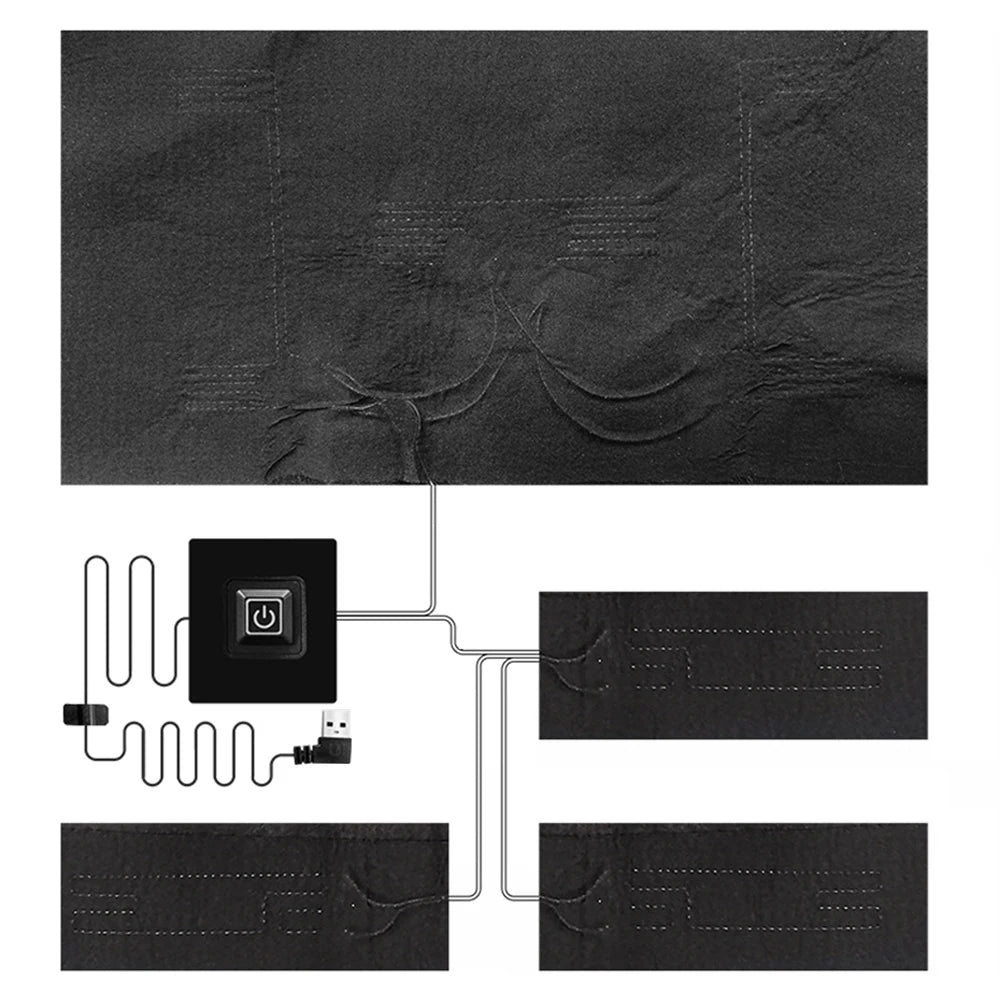 Temperature Control Pad Waterproof Electric Heating Sheet Cloth Jacket Heater Pads 5V for Camping Hiking