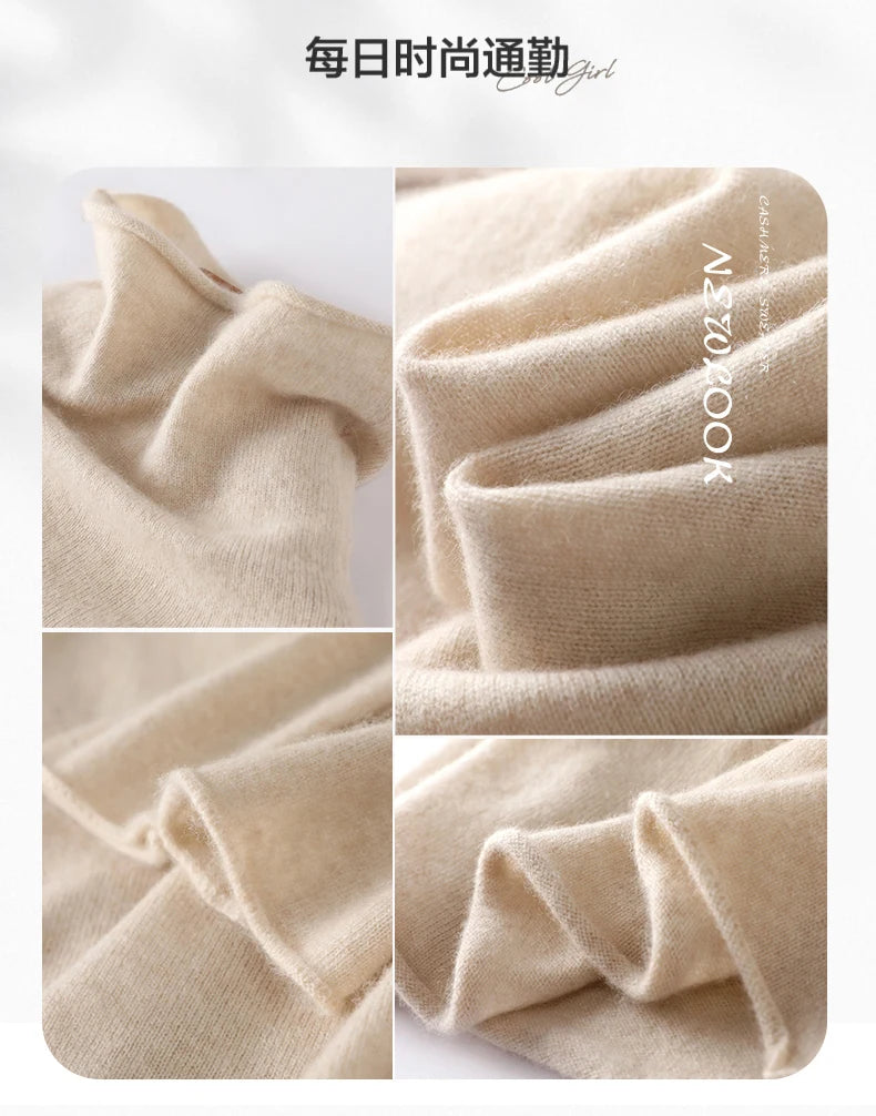 100%Merino Pure Wool Sweater Women's AutumnWinter Long Sleeve High Neck Pullover Warm High Quality Solid Color Basic Knit Jumper