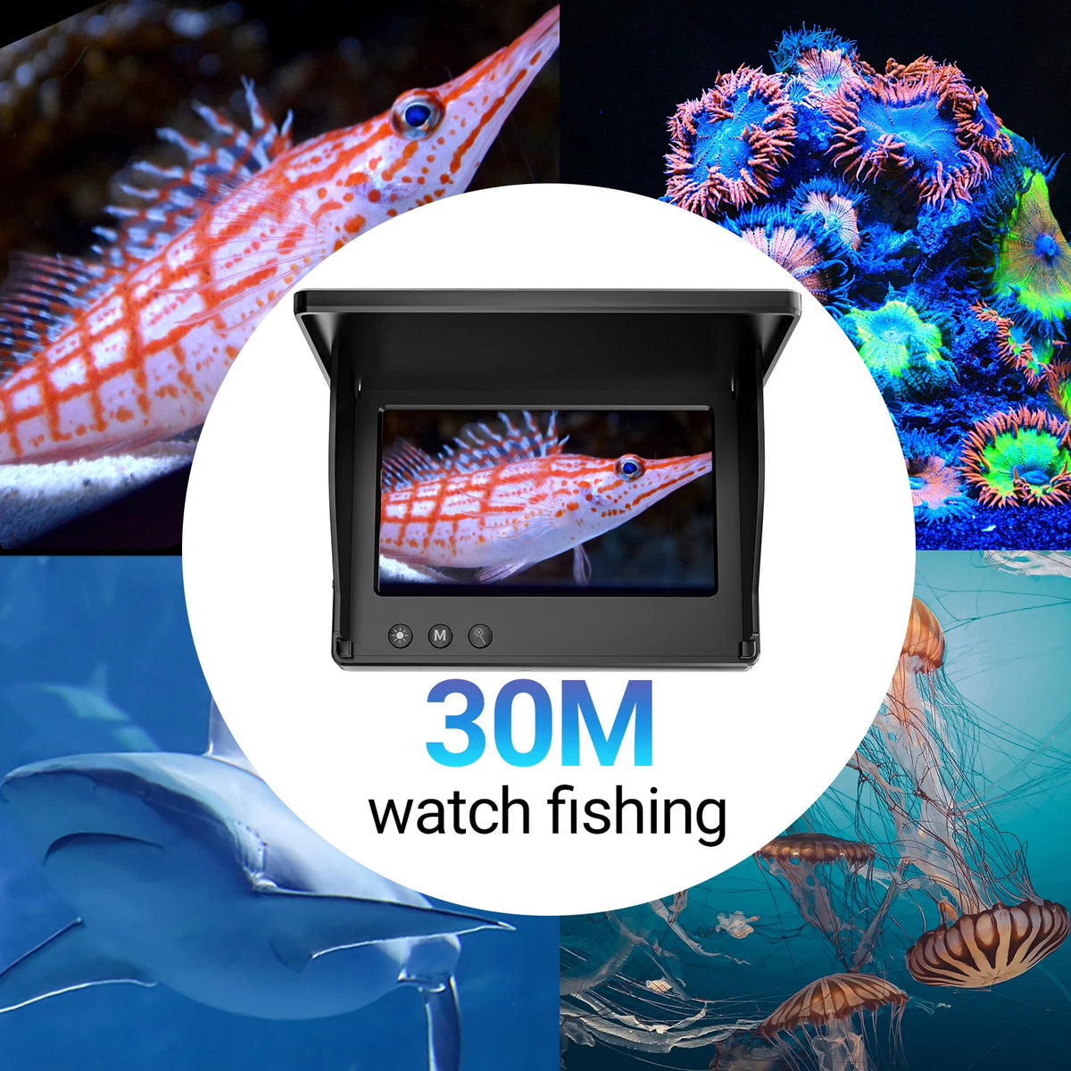 Underwater Fishing Camera With Monitor Portable Fish Finder With Night Vision & Depth Finder HD Ice Lake Sea Boat Fishing Sonar Camera For Anglers Men