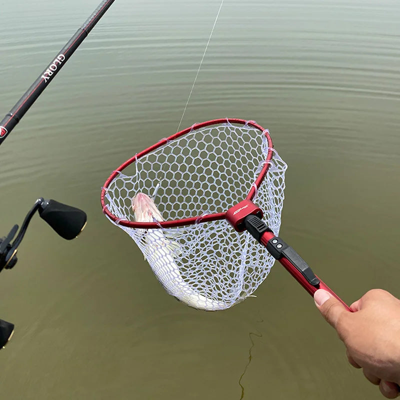 HISTAR Ultralight Portable Soft Rubber Mesh With Stainless Steel Handle Fly Fishing Tool Accessories Foldable Landing Net
