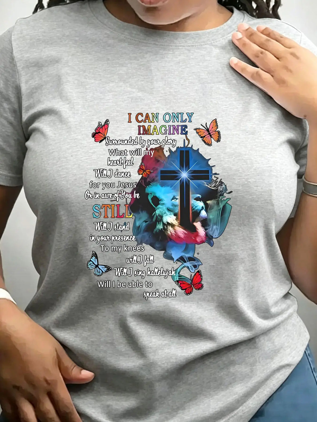 Women's Trendy Crew Neck T-Shirt I Can Only Imagine Shirt Suitable for Casual Sportswear