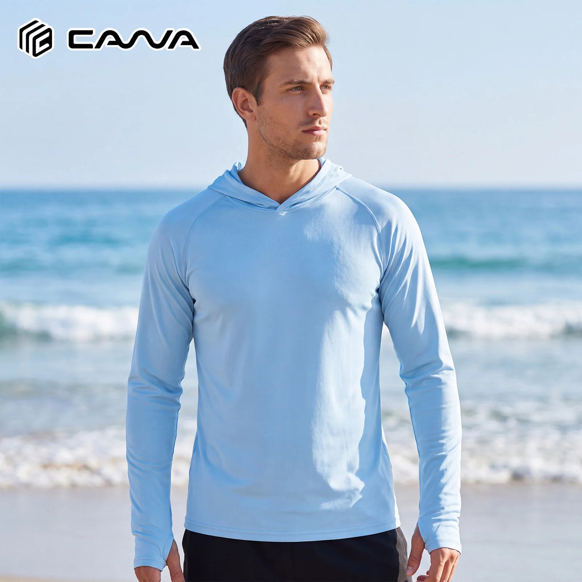 Men's UPF 50+ Sun Protection Hoodie Shirt Long Sleeve Quick Dry Fishing Shirt Lightweight Outdoor Hiking Workout T-Shirt