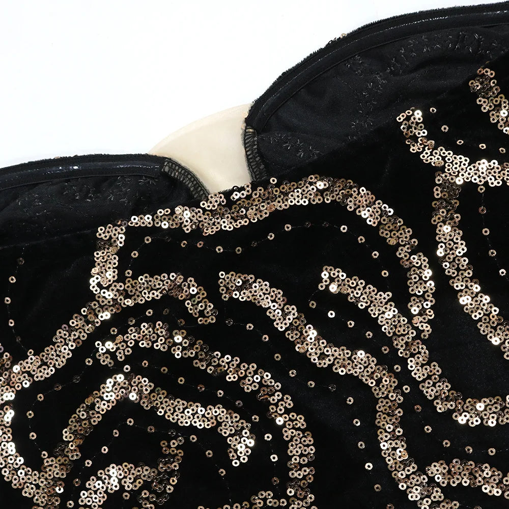 XTOCEAN Floral Sequined Strapless Maxi Dresses for Women Sleeveless Off the Shoulder Sexy Birthday Party Evening Long Dress 2025