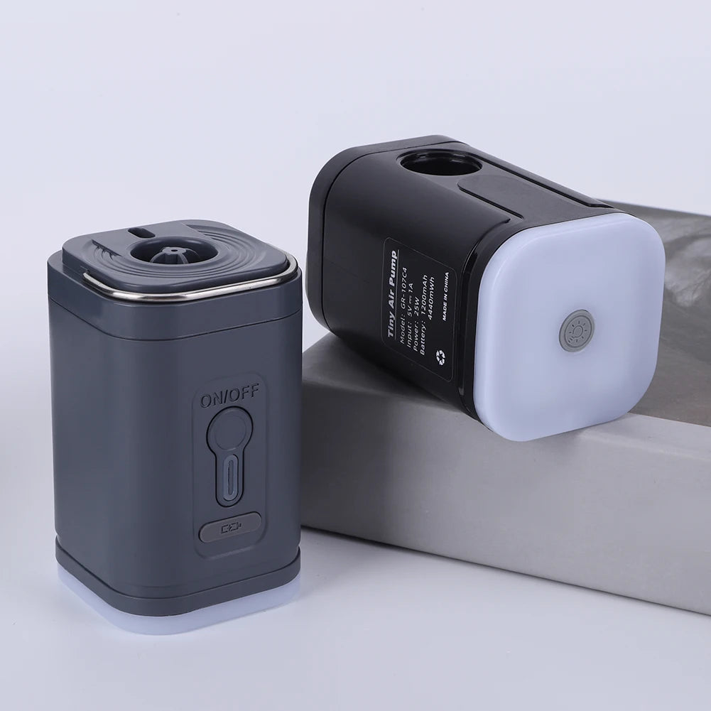 Electric Air Pump Camping Light 3 Lighting Modes Mini Inflate Deflate Pump Rechargeable for Air Beds Boat Swimming Ring