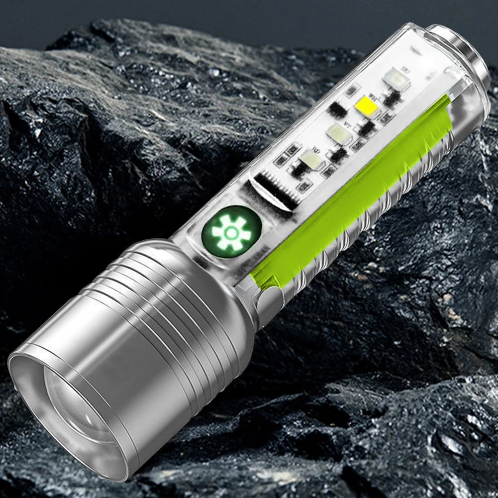 1-5PCS XHP50 LED Portable Flashlight 500mAh 800LM Type-C USB Rechargeable 6 Modes IPX4 Waterproof Camping Verification Light