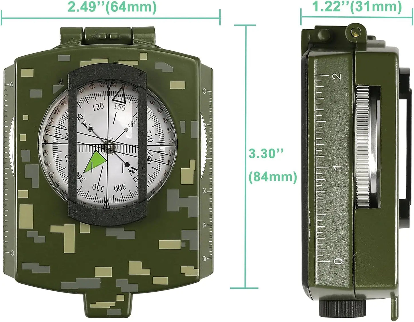 VINTEAM Compass, Military, Waterproof, Sighting, Bubble Levels, Carrying Bag, for Hiking, Camping, Climbing, Biking.