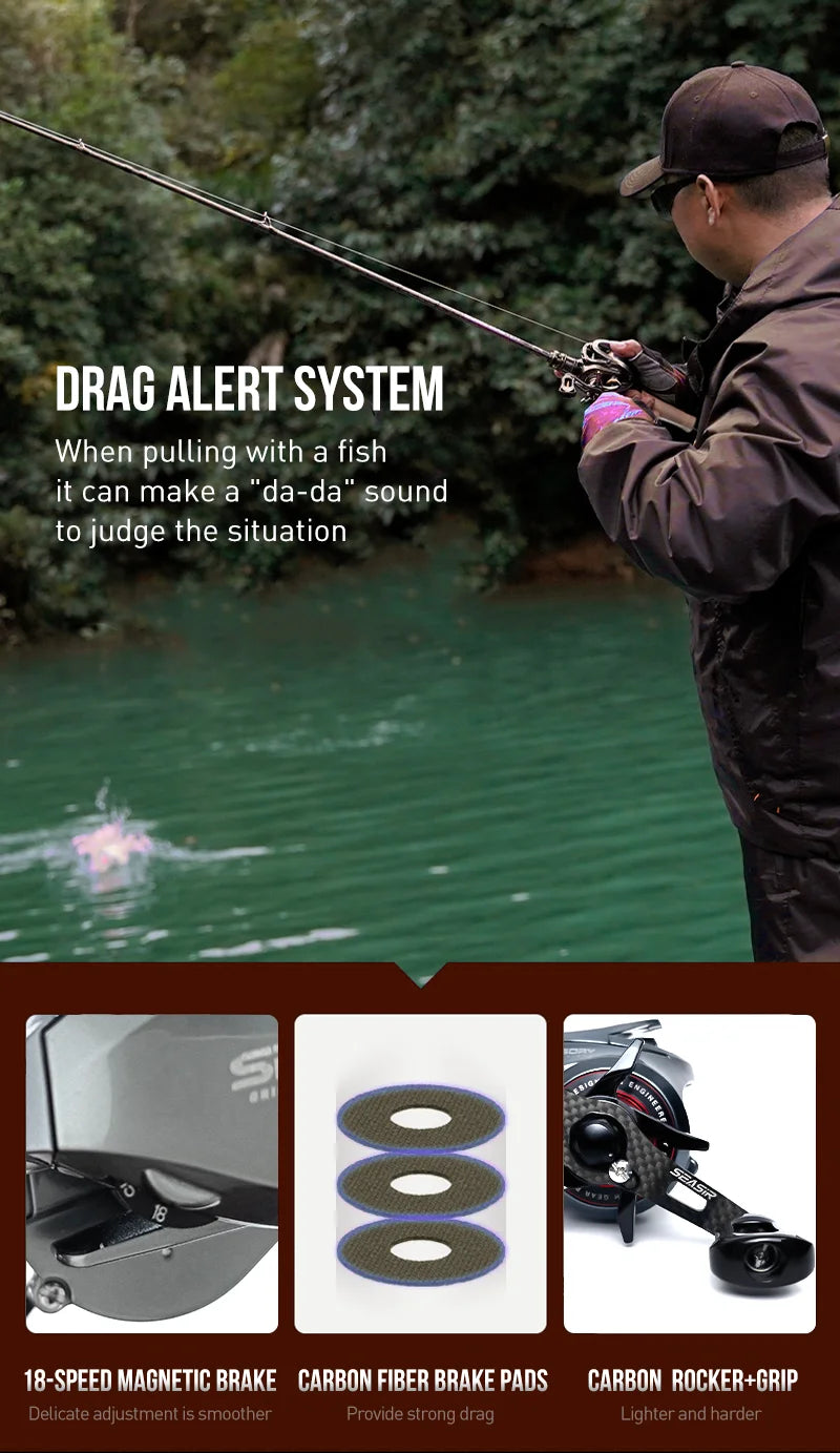 Seasir Mansory Baitcasting Fishing Reel 146g Ultralight Carbon 11+1 7.3:1 HS Ratio Hybrid Ceramic Bearing Double Spools Seawater