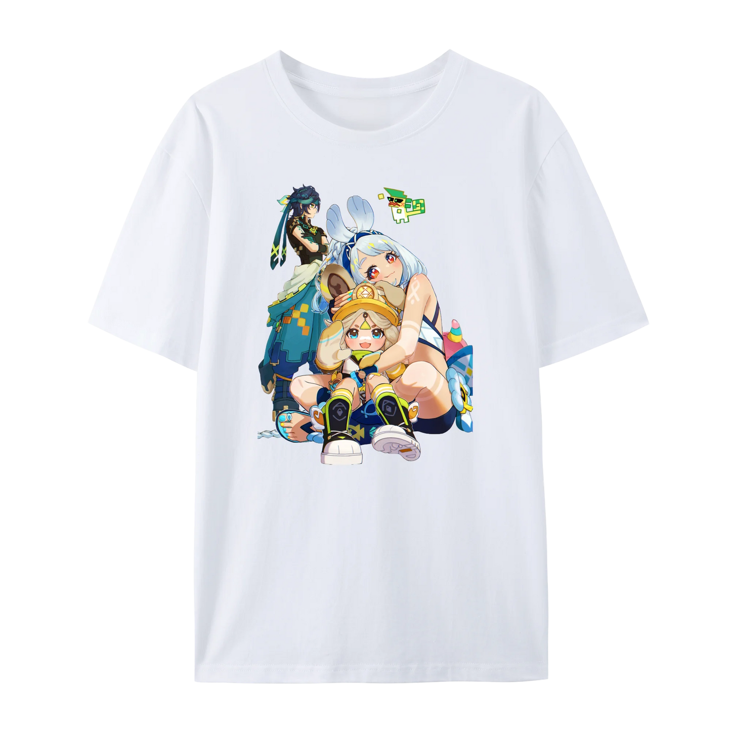 Genshin Impact Kinich Kachina Mualani Ajaw Impression Unisex Short Sleeve Crewneck T-Shirt