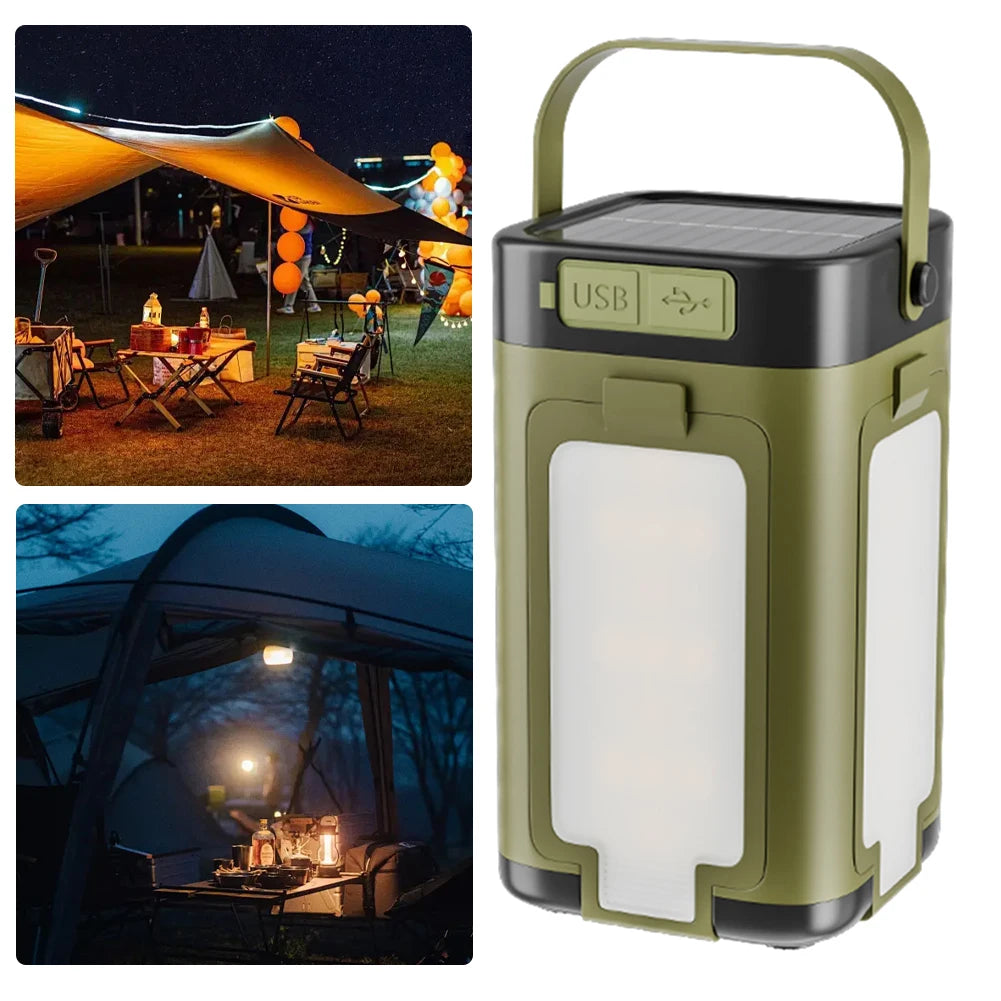 Rechargeable Lantern Power Bank Solar Camping Lantern Portable Flashlight LED Tent Light for Camping Hiking Fishing