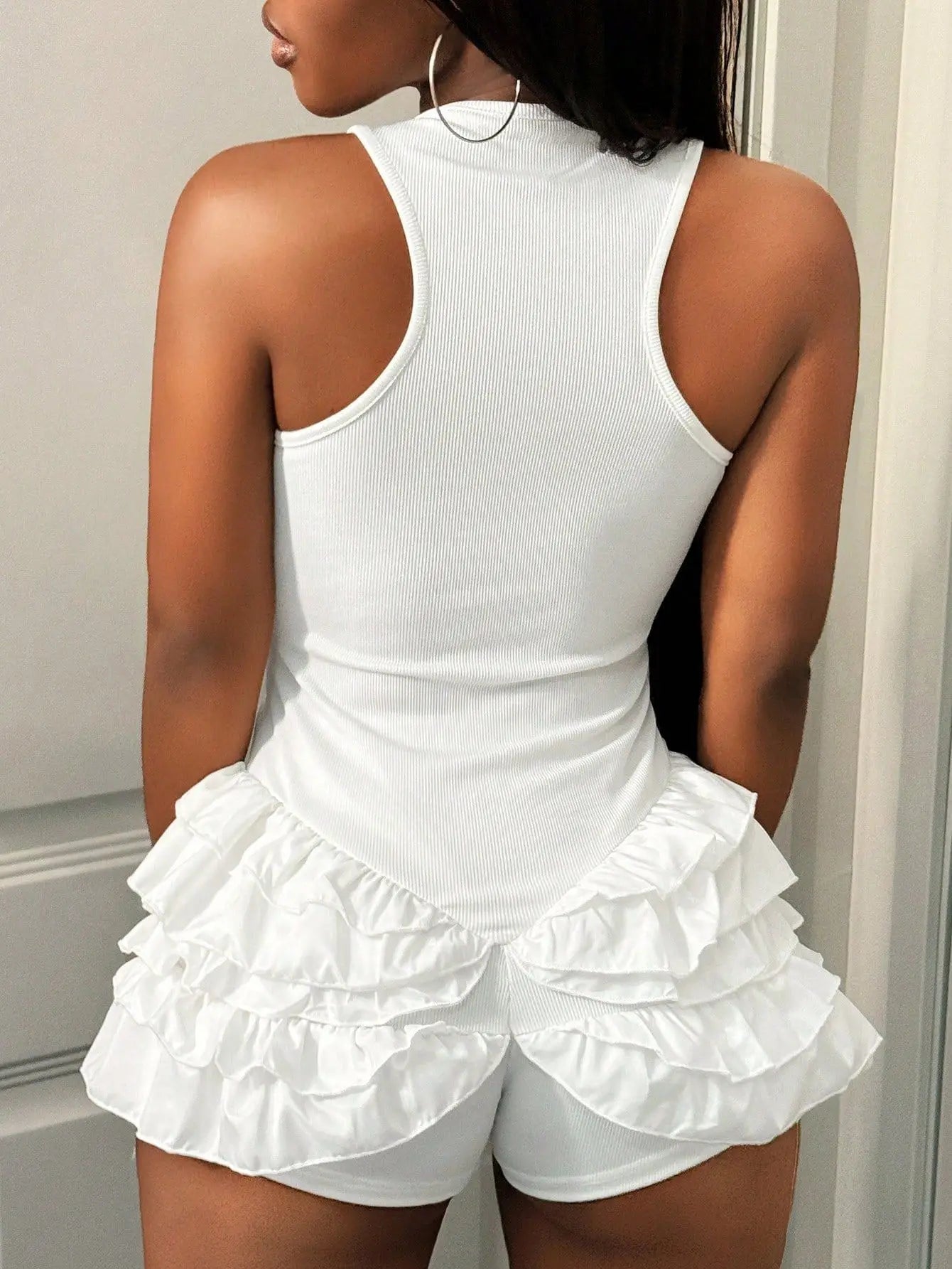 2025 Fall Trendy Solid Color Jumpsuit Sexy Halter Neck Wide Leg Romper with Pleated Detail club outfits for women 2025