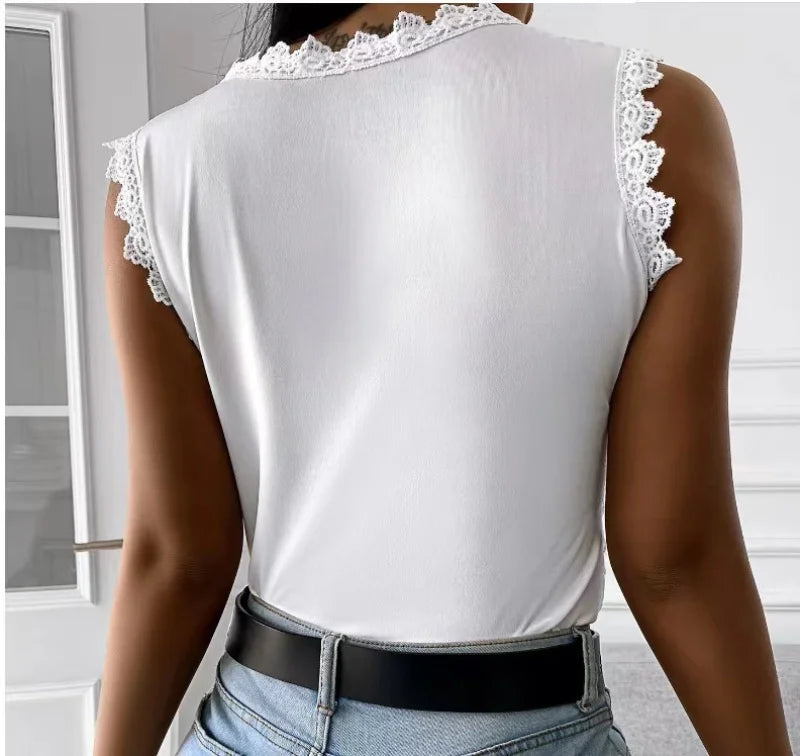 Lace T Shirt Women Elegant Casual Tshirt Woman Clothing Summer Fashion Tops Tee Vintage Clothes Streetwear Solid T-Shirts Blusas
